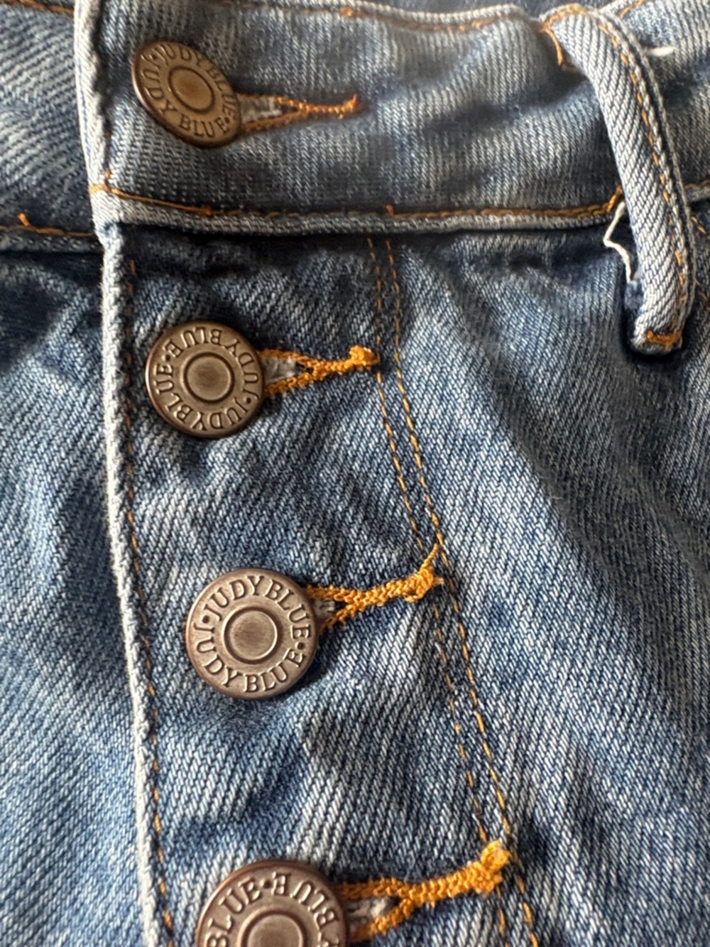 Judy Blue Light Blue Distressed Button-Fly Jean Shorts - Picture 3 of 5